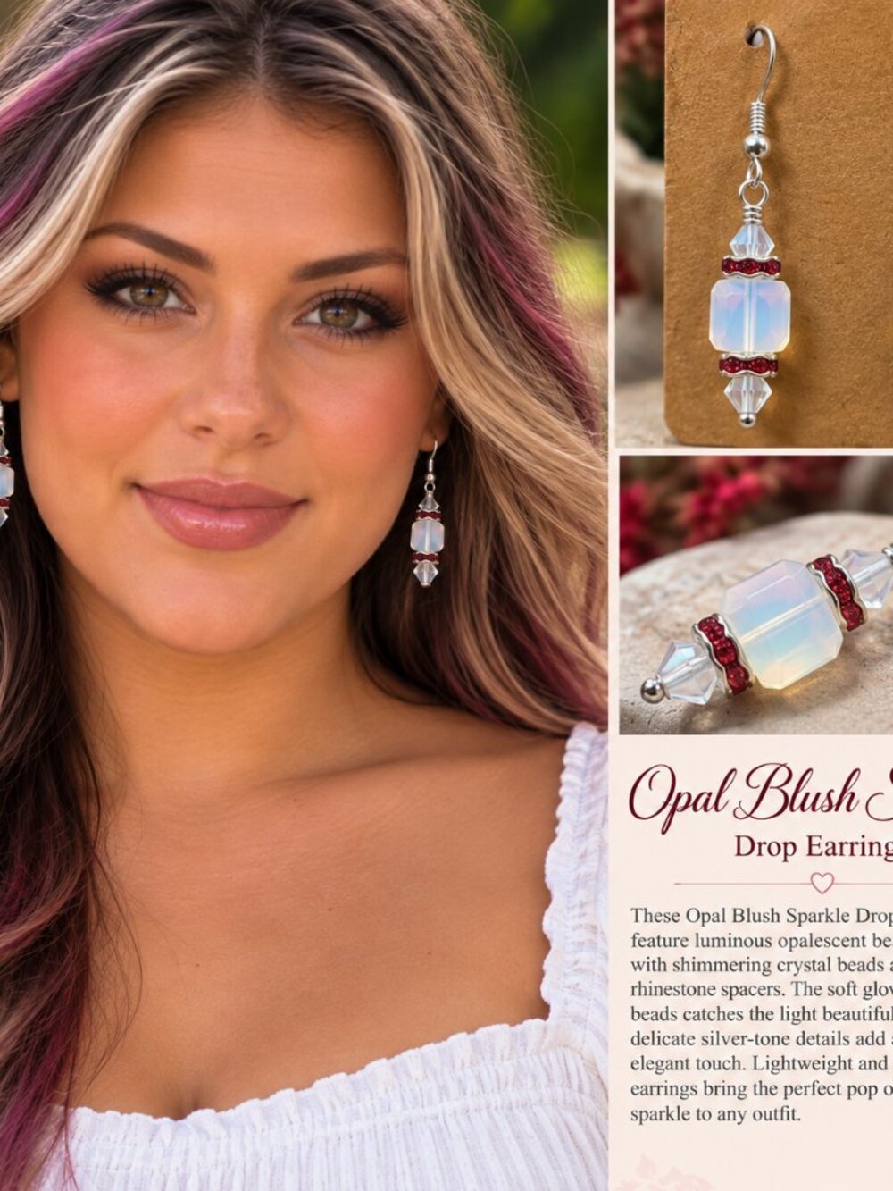 October Birthday 🎂- Opal Blush Sparkle Drop Earrings 2/$22